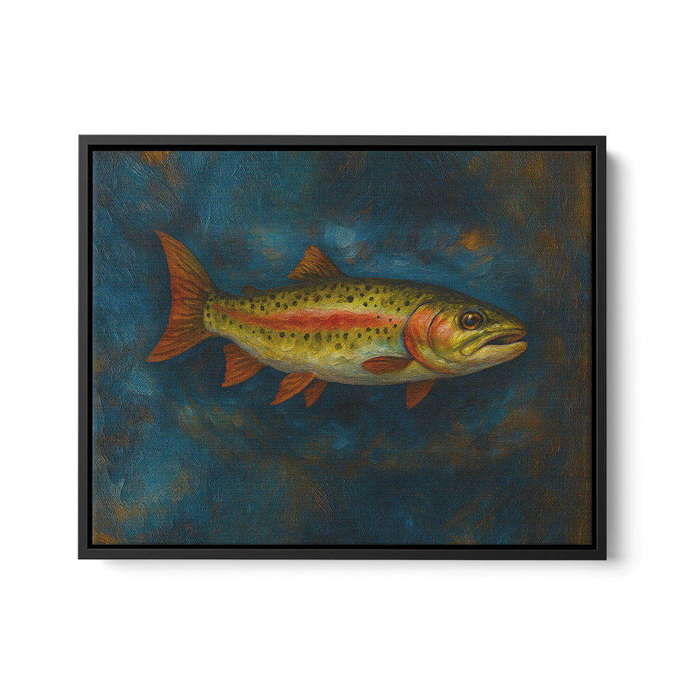Trout Fishing Art Oil Painting Fish Art Printed Framed Matte Canvas