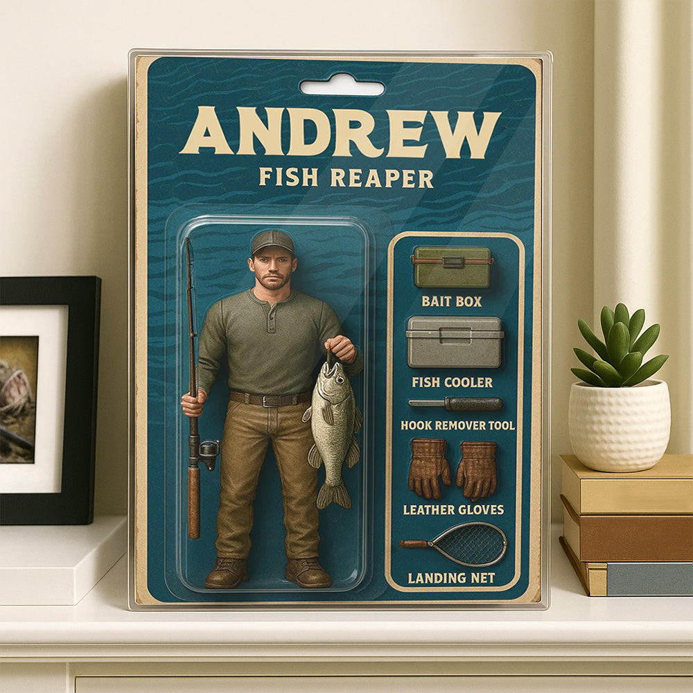 Fish reaper toy box acrylic plaque custom name and face for fisherman