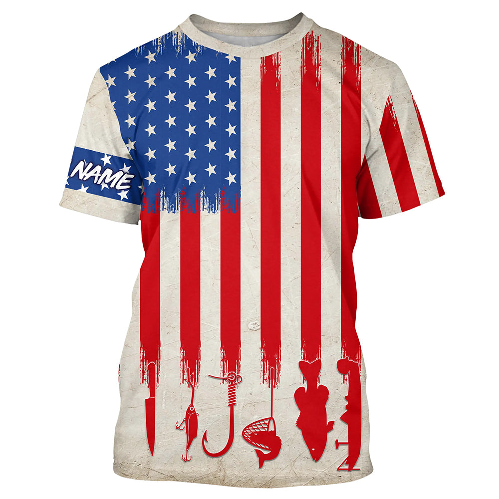 American vintage flag UV protection fishing t shirt for fisherman A65