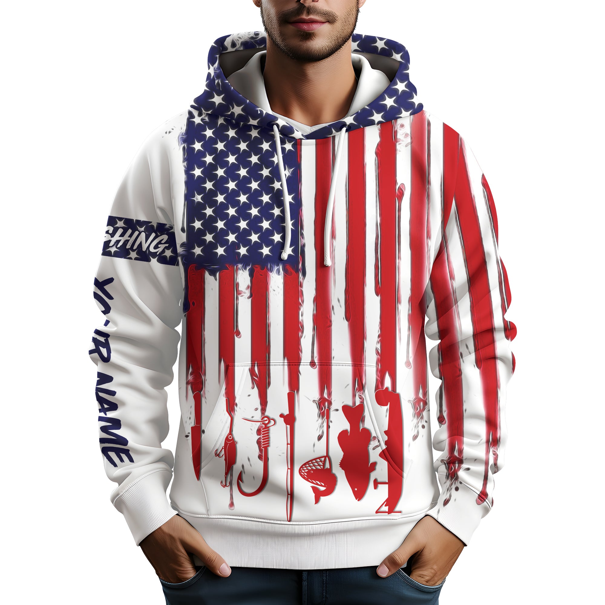 American Flag Fishing Hoodie Fishing Jersey For Fisherman A12-Hoodie