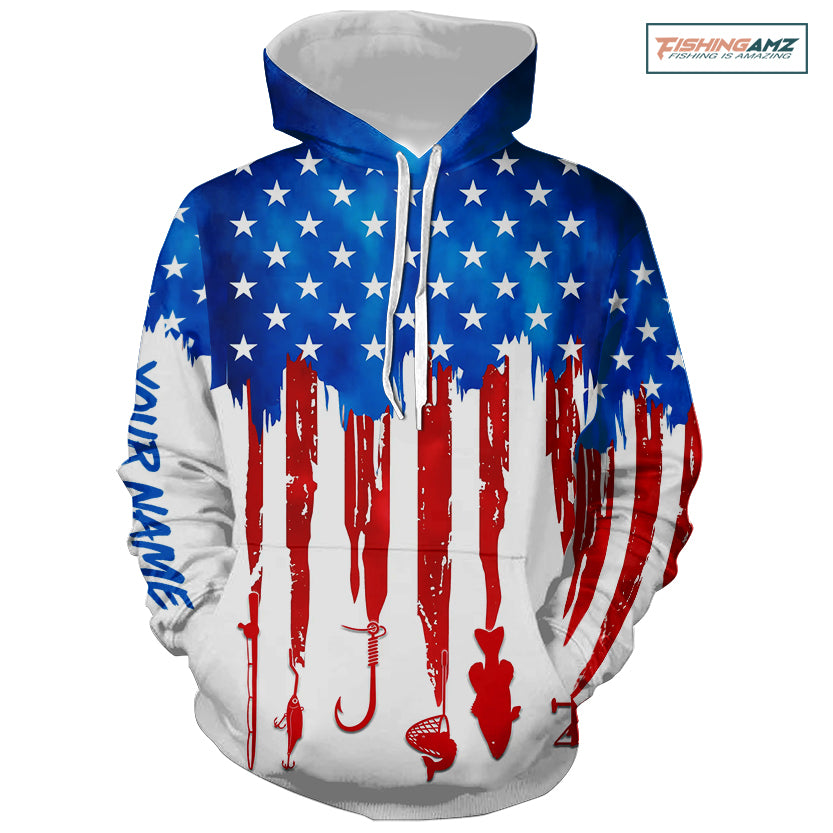 American flag UV protection fishing shirt fishing jersey with hood for fisherman