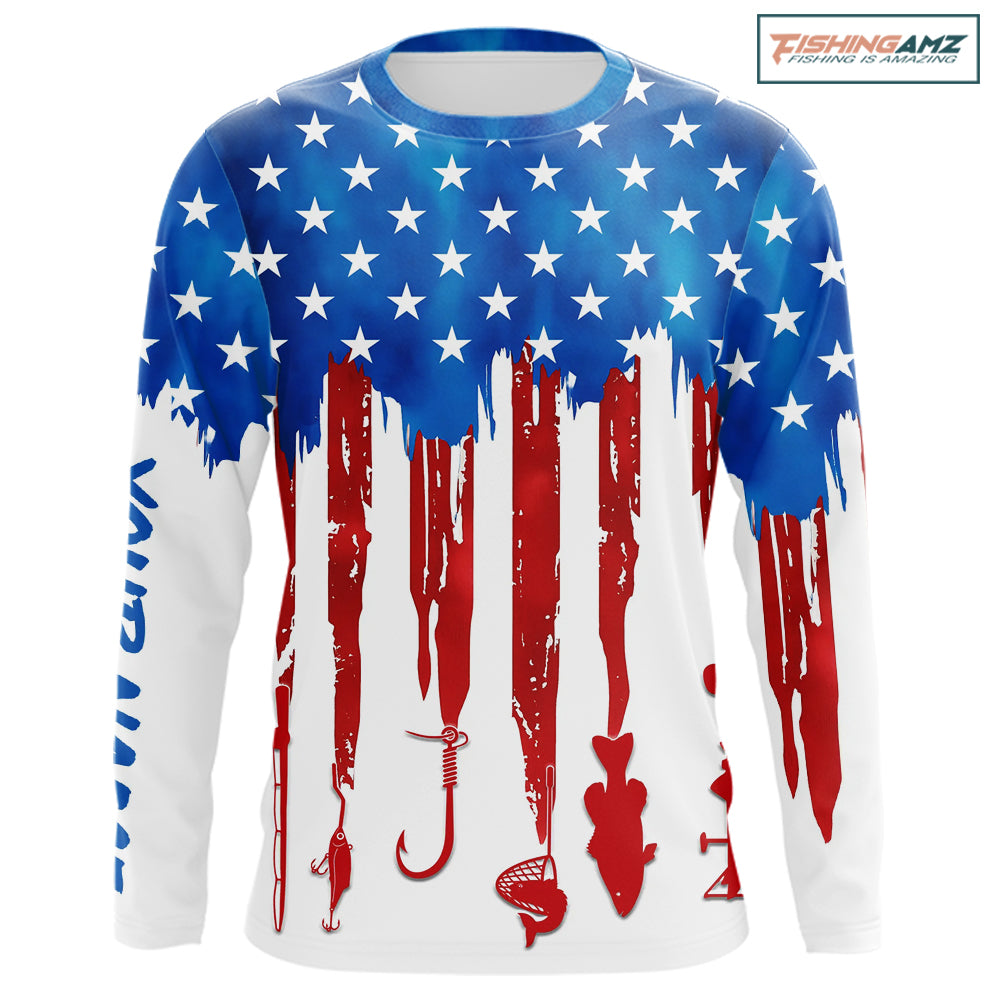 American flag UV protection fishing shirt fishing jersey with hood for fisherman