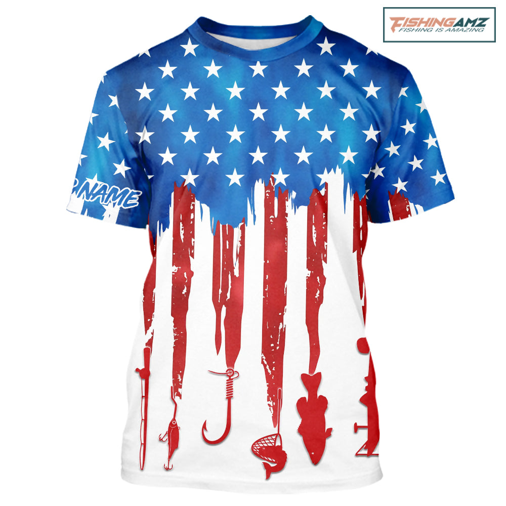 American flag UV protection fishing shirt fishing jersey with hood for fisherman