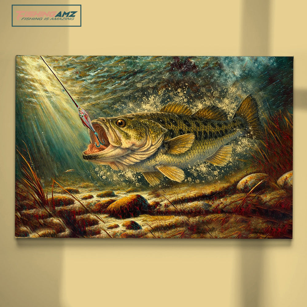 Bass Fishing Fish Art Canvas Painting Matte Canvas