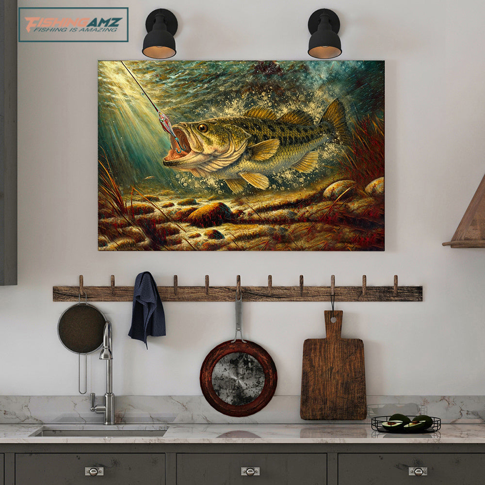 Bass Fishing Fish Art Canvas Painting Matte Canvas