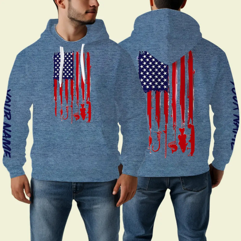 American Flag Fishing Hoodie Fishing Jersey For Fisherman