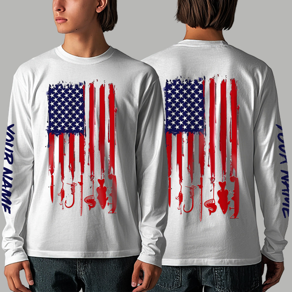 American Flag Fishing Long Sleeve Shirt Fishing Jersey For Fisherman