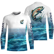 Load image into Gallery viewer, Rainbow Trout Fishing Custom Long Sleeve Tournament Fishing Shirts, Trout Fly Fishing Shirt | Blue IPHW6351
