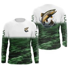 Load image into Gallery viewer, Brown Trout Fishing Custom Long Sleeve Tournament Fishing Shirts, Trout Fly Fishing Shirt | Blue IPHW6354
