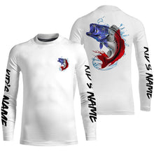 Load image into Gallery viewer, Bass Fishing American Flag Custom Long Sleeve Performance Shirts, Patriotic Bass Fishing Jerseys IPHW6399
