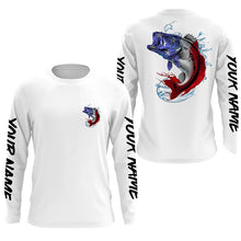 Load image into Gallery viewer, Bass Fishing American Flag Custom Long Sleeve Performance Shirts, Patriotic Bass Fishing Jerseys IPHW6399
