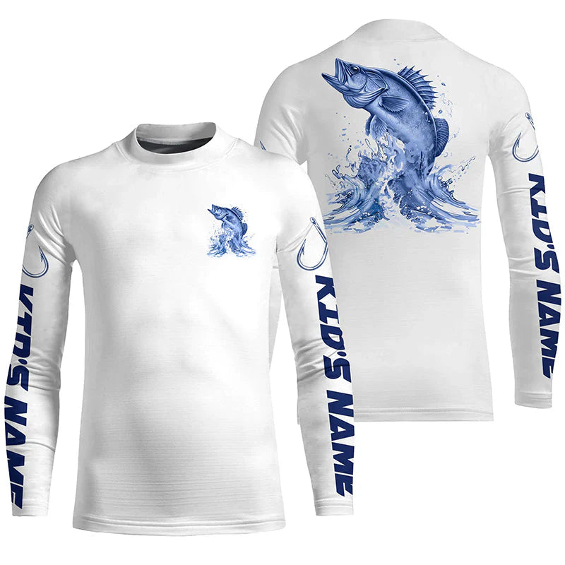 Kid Personalized Walleye Long Sleeve Performance Fishing Shirts, Walleye Fishing Jersey IPHW6408