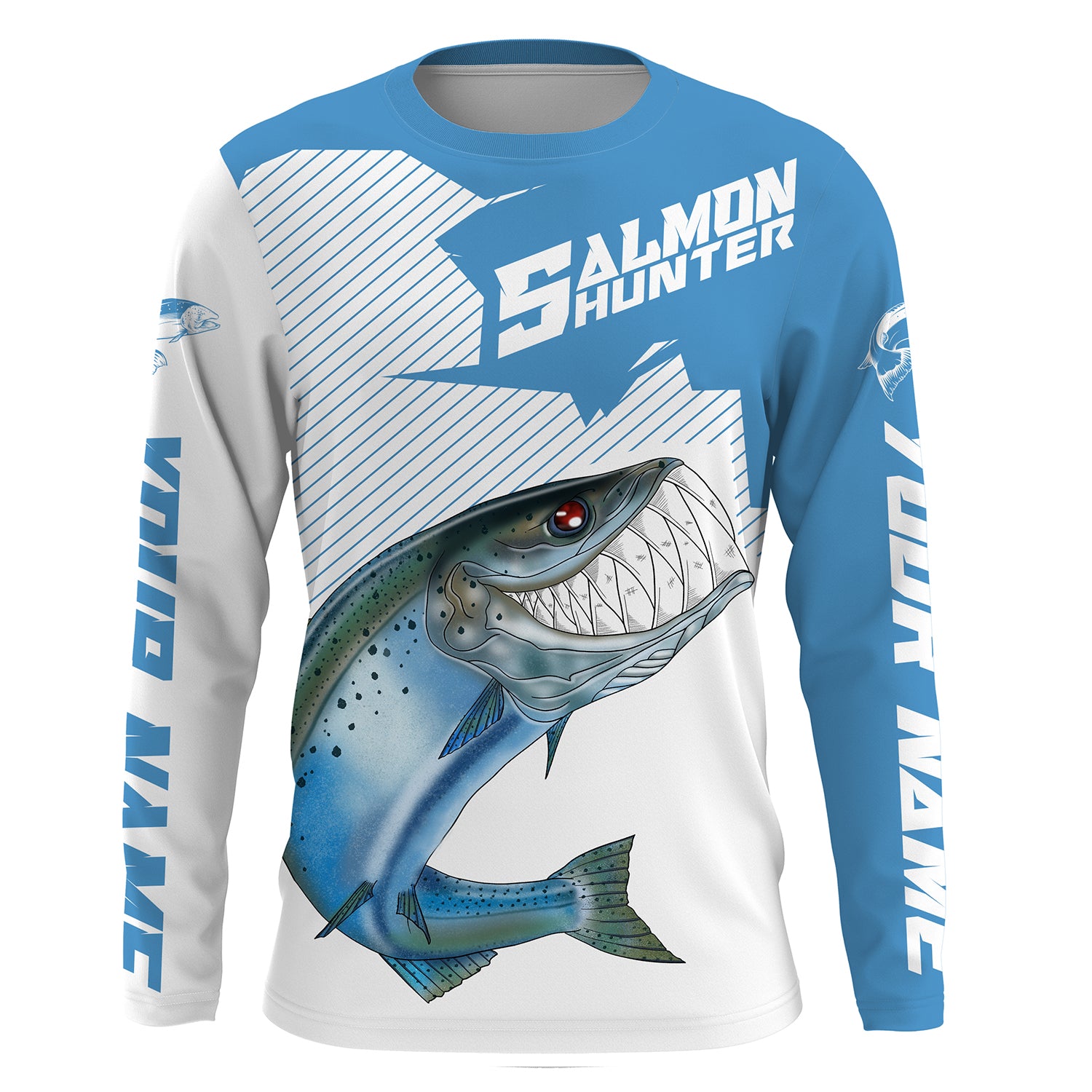 Angry Chinook King Salmon Custom Long sleeve Fishing Shirts, Salmon hunter Fishing jerseys IPHW3324