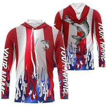 Load image into Gallery viewer, Custom 3D Flame American Flag Walleye Long Sleeve Fishing Shirts, Patriotic Walleye Fishing Jerseys IPHW6145
