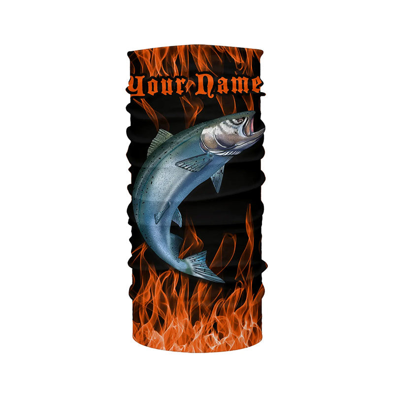 King Salmon Custom Saltwater Fishing Shirts, Salmon Long Sleeve Flame Fishing Jerseys | Orange IPHW5031