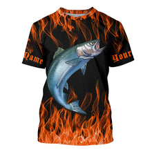 Load image into Gallery viewer, King Salmon Custom Saltwater Fishing Shirts, Salmon Long Sleeve Flame Fishing Jerseys | Orange IPHW5031
