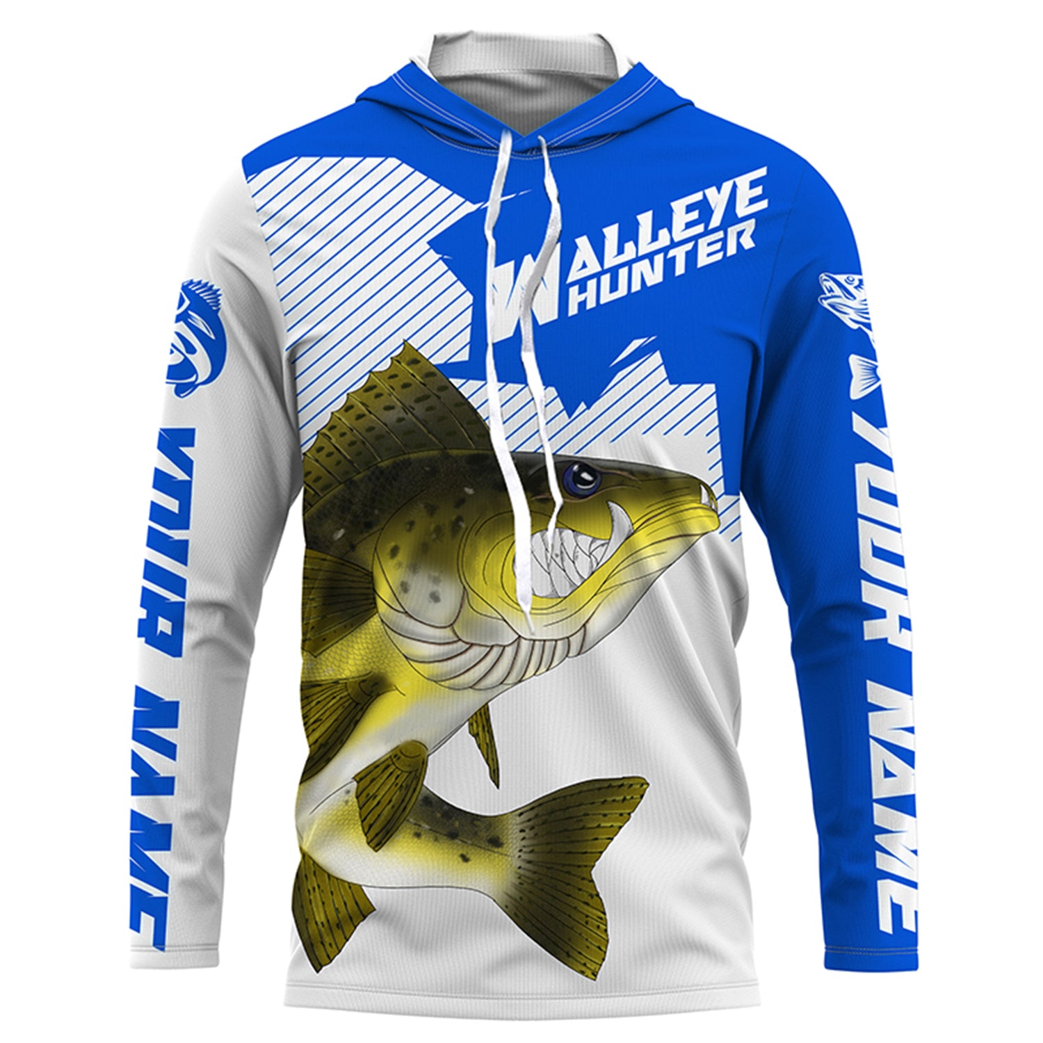 Angry Walleye Custom Long sleeve performance Fishing Shirts, Walleye hunter Fishing jerseys | blue IPHW3361