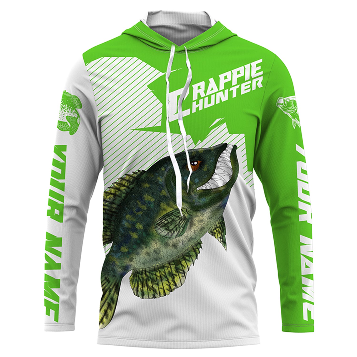 Angry Crappie Custom Long sleeve performance Fishing Shirts, Crappie hunter Fishing jerseys | green IPHW3381