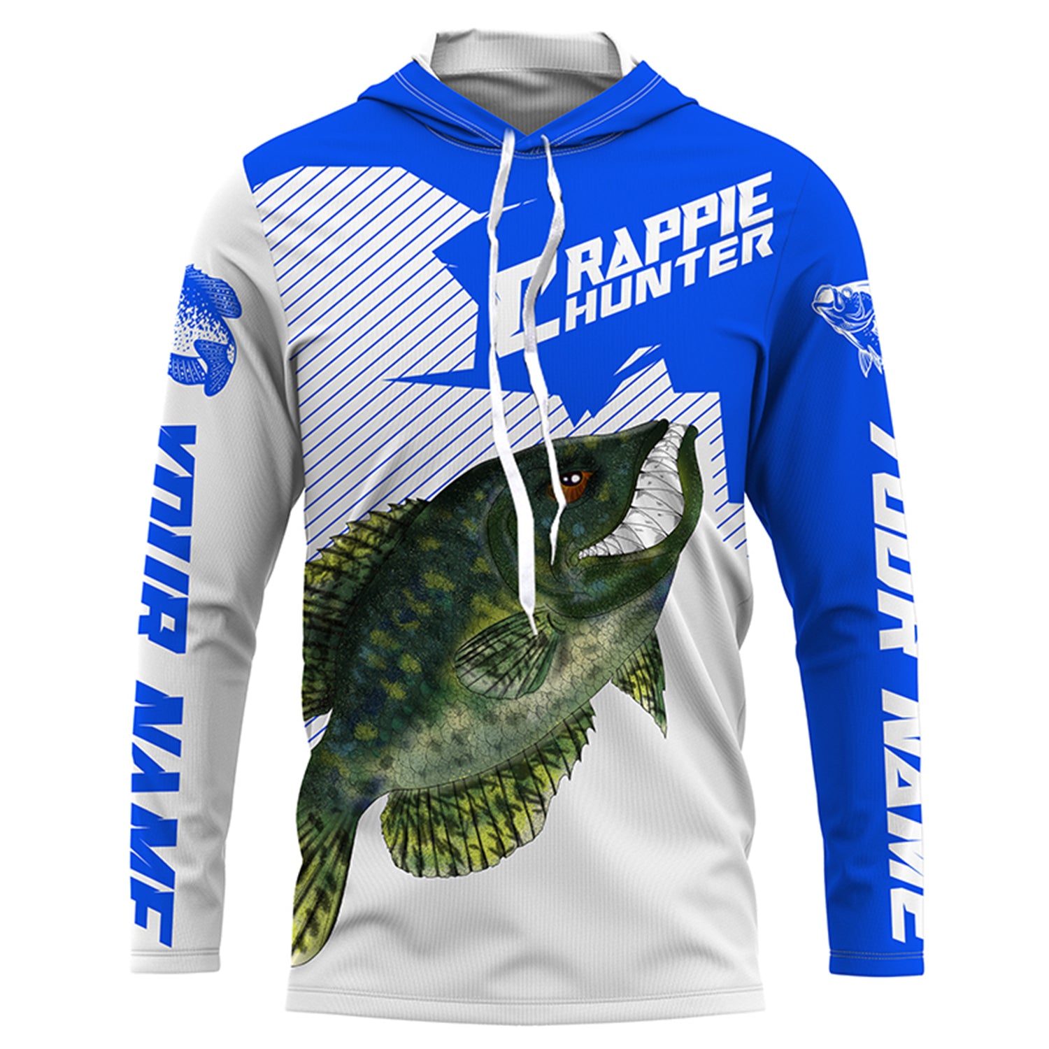 Angry Crappie Custom Long sleeve performance Fishing Shirts, Crappie hunter Fishing jerseys | blue IPHW3382