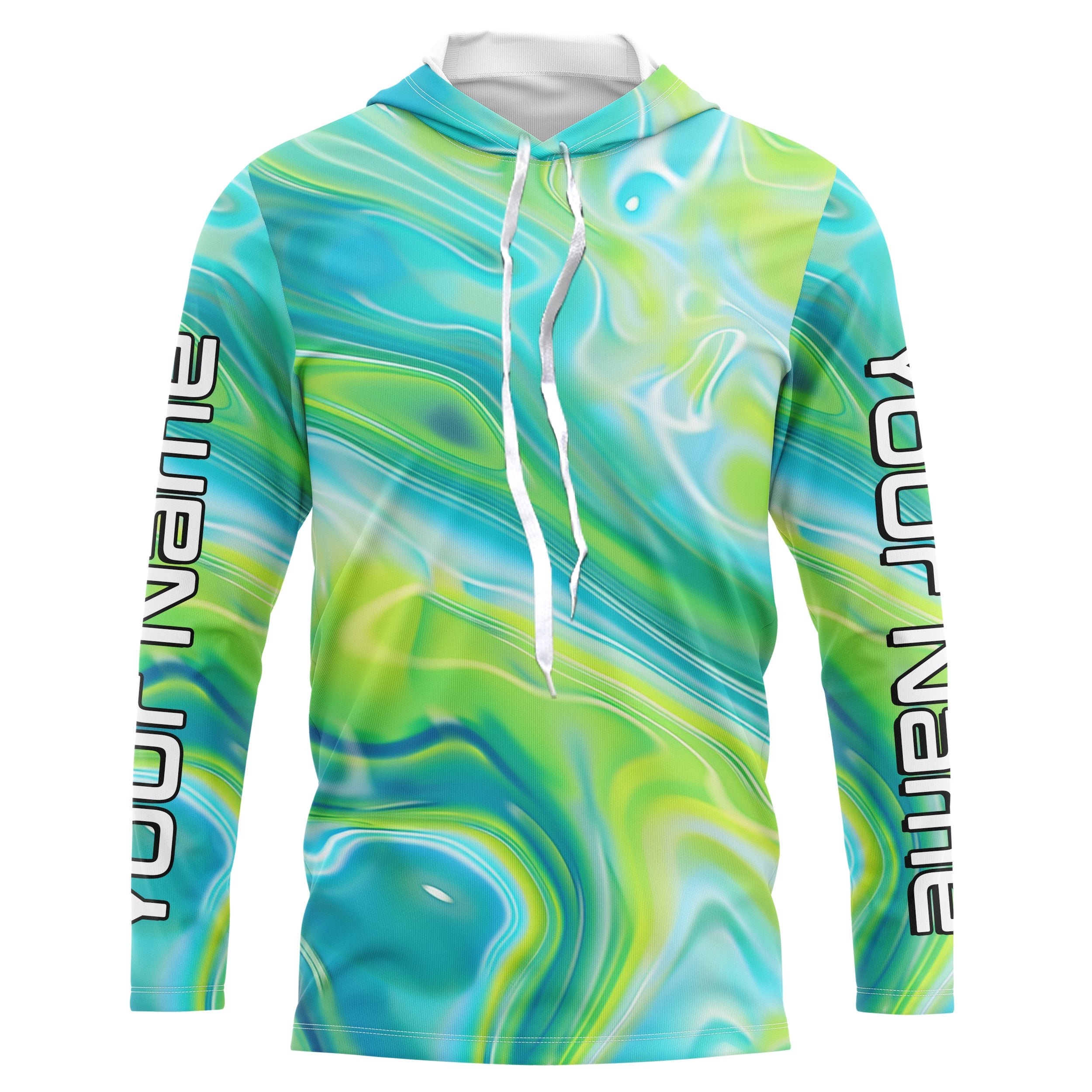 Blue And Green Water Ripple Camo Custom Uv Protection Long Sleeve Performance Fishing Shirts IPHW5971