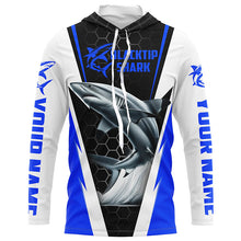 Load image into Gallery viewer, Blacktip Shark Fishing Custom Long Sleeve Performance Shirts, Shark Fishing Apparel | Blue IPHW6305
