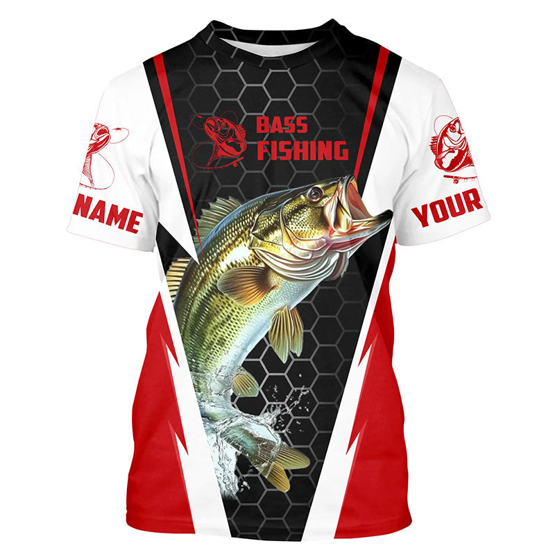 Custom Largemouth Bass Fishing Jerseys, Bass Tournament Fishing T-Shirts | Red IPHW5725