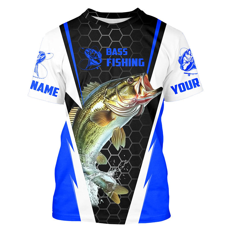 Custom Largemouth Bass Fishing Jerseys, Bass Tournament Fishing T-Shirts | Blue IPHW5726