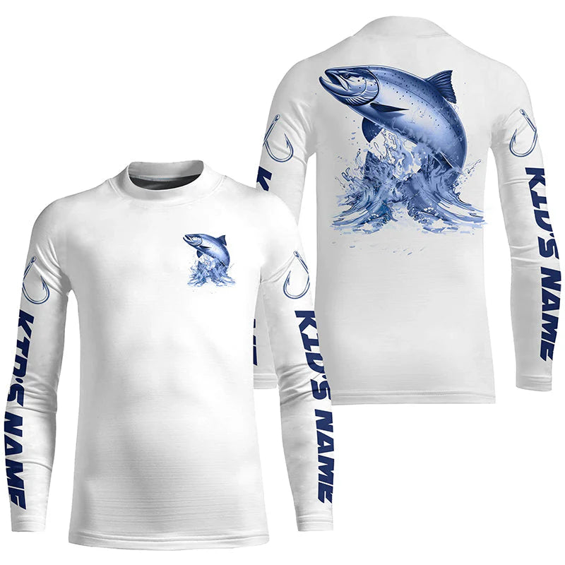 Chinook Salmon Kid Long Sleeve Performance Fishing Shirts, Salmon Custom Fishing Jerseys IPHW6887