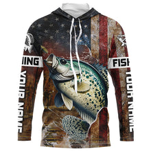 Load image into Gallery viewer, Custom Crappie Long Sleeve Fishing Shirts For Men, Patriotic Amerian Flag Crappie Fishing Shirt IPHW6889
