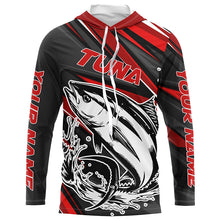 Load image into Gallery viewer, Black And Red Tuna Fishing Jerseys, Custom Tuna Long Sleeve Performance Fishing Shirts IPHW6898
