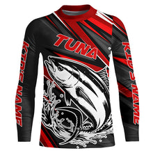 Load image into Gallery viewer, Black And Red Tuna Fishing Jerseys, Custom Tuna Long Sleeve Performance Fishing Shirts IPHW6898
