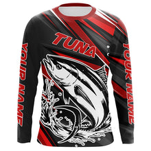 Load image into Gallery viewer, Black And Red Tuna Fishing Jerseys, Custom Tuna Long Sleeve Performance Fishing Shirts IPHW6898
