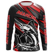 Load image into Gallery viewer, Black And Red Marlin Fishing Jerseys, Custom Marlin Long Sleeve Performance Fishing Shirts IPHW6900
