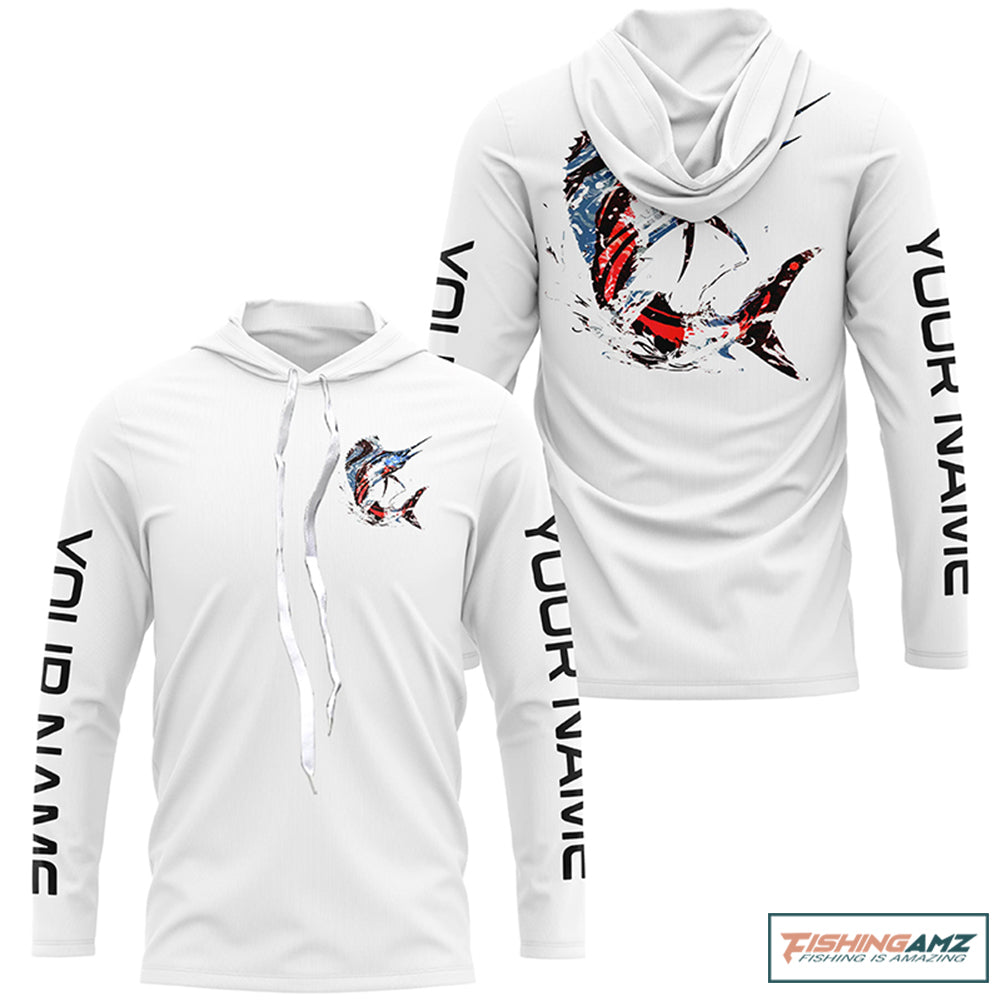 Custom Patriotic American Flag Sailfish Fishing Shirts, Sailfish Fishing Tournament Jerseys IPHW6904