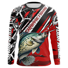 Load image into Gallery viewer, Personalized Crappie Fishing Jerseys, Crappie Long Sleeve Tournament Fishing Shirts | Black And Red IPHW6356
