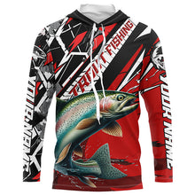 Load image into Gallery viewer, Personalized Rainbow Trout Fishing Jerseys, Trout Fly Fishing Shirts For Tournament| Black And Red IPHW6357
