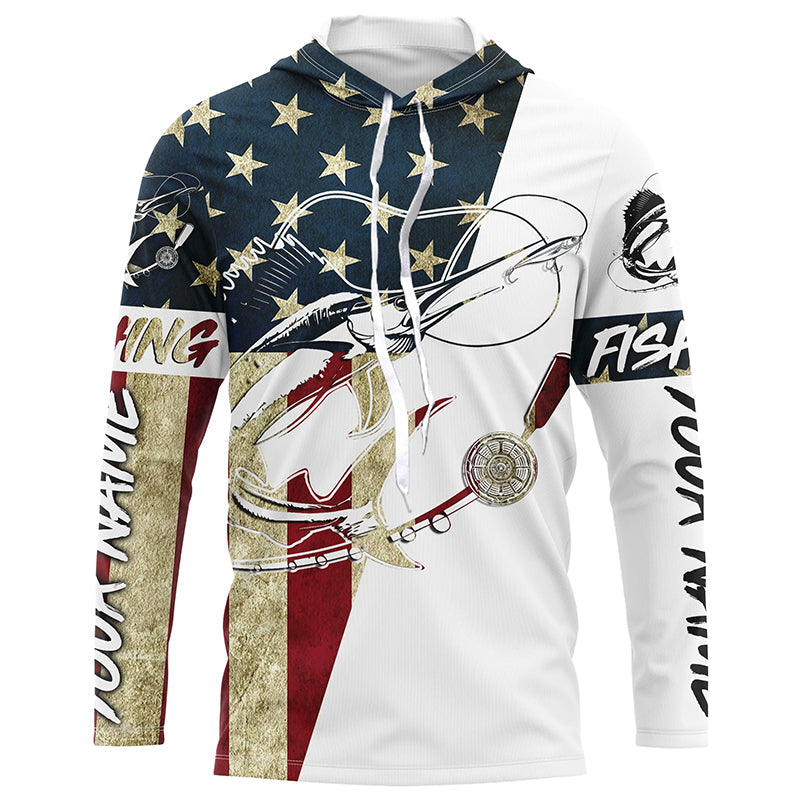 Vintage American Flag Custom Sailfish Fishing Long Sleeve Shirts, Patriotic Sailfish Fishing Jerseys IPHW6391