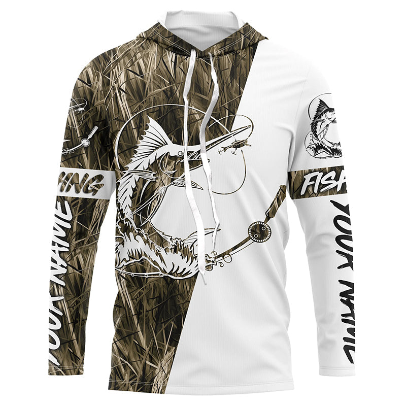 Sailfish Fishing Camo Custom Long Sleeve Fishing Shirts, Sailfish Tournament Fishing Jerseys IPHW5779