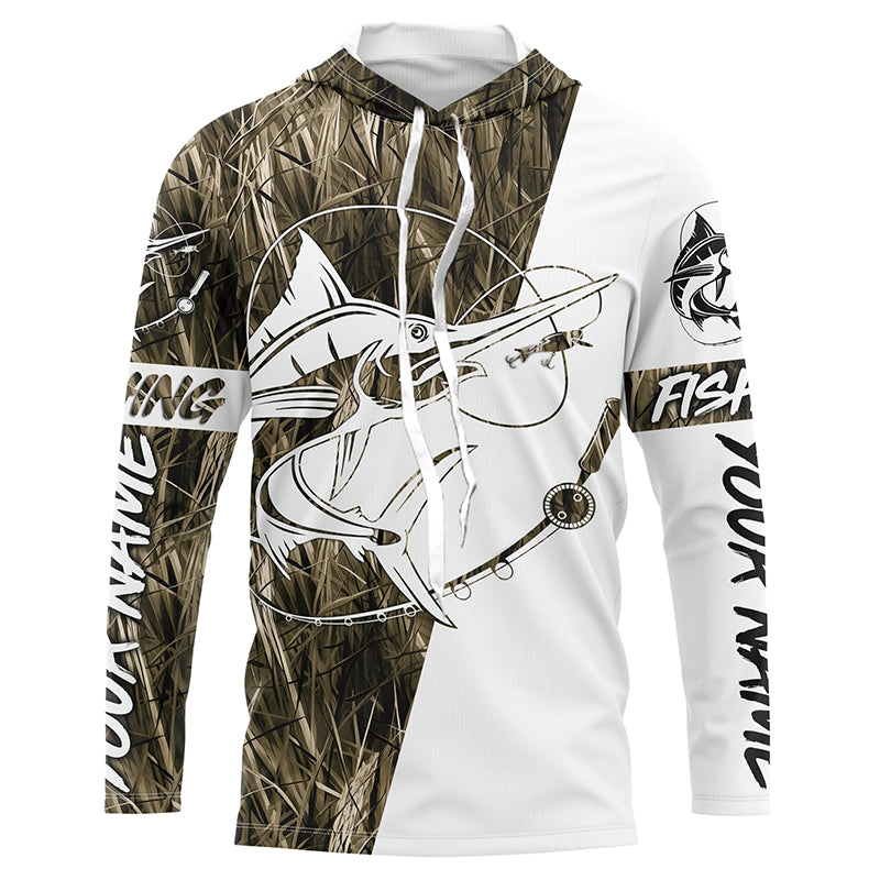 Swordfish Fishing Camo Custom Long Sleeve Fishing Shirts, Swordfish Tournament Fishing Jerseys IPHW5780