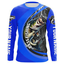 Load image into Gallery viewer, Personalized Largemouth Bass Fishing Jerseys, Bass Long Sleeve Tournament Fishing Shirts |Royal Blue IPHW6420
