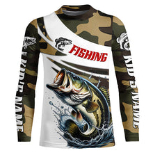 Load image into Gallery viewer, Custom Bass Long Sleeve Fishing Shirts, Personalized Bass Fishing Jerseys Camouflage IPHW6795
