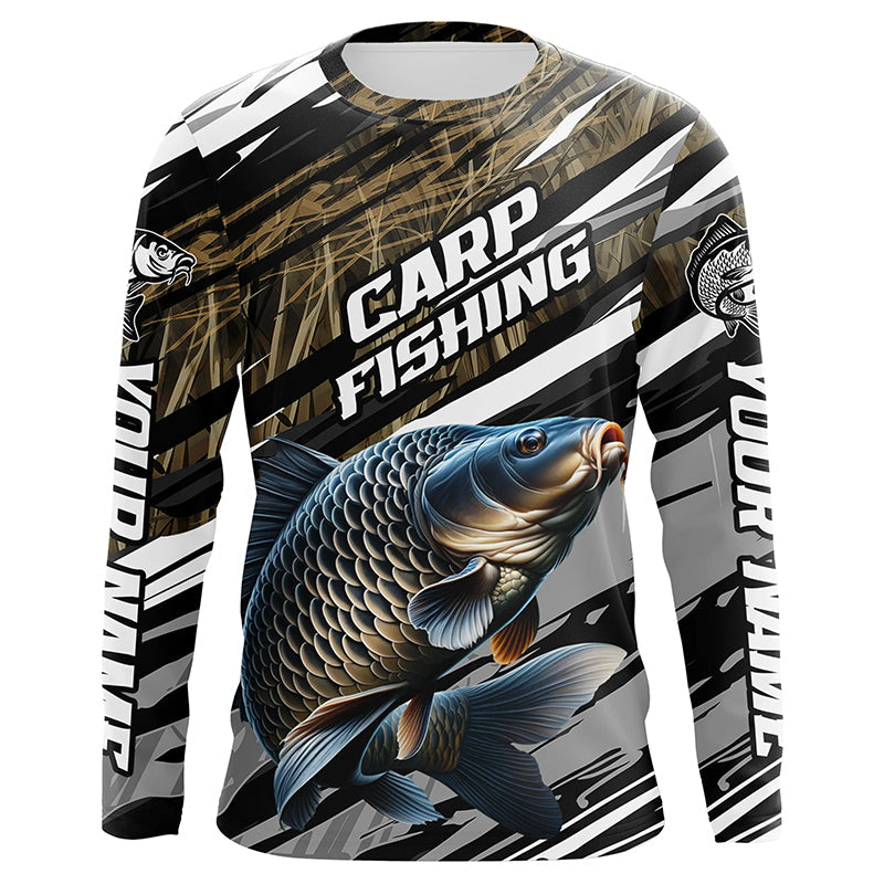 carp fishing clothing accessories Carp Fishing Grass Camo Custom Long Sleeve Shirts, Carp Uv Fishing Jerseys IPHW6082, Long sleeves UPF / L