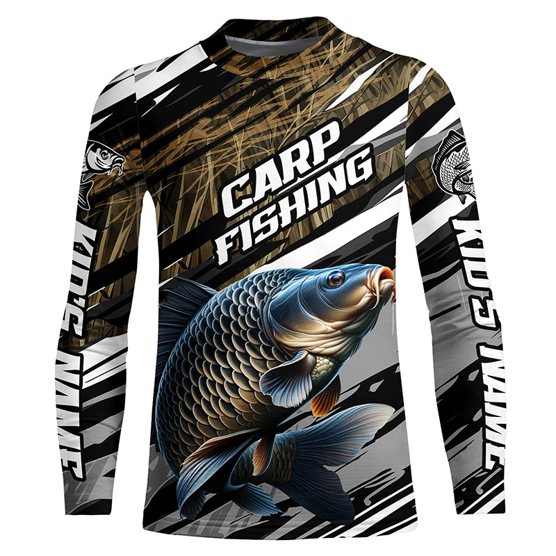 Carp Fishing Grass Camo Custom Long Sleeve Shirts, Carp Uv Fishing Jerseys IPHW6082, Long sleeves UPF / L