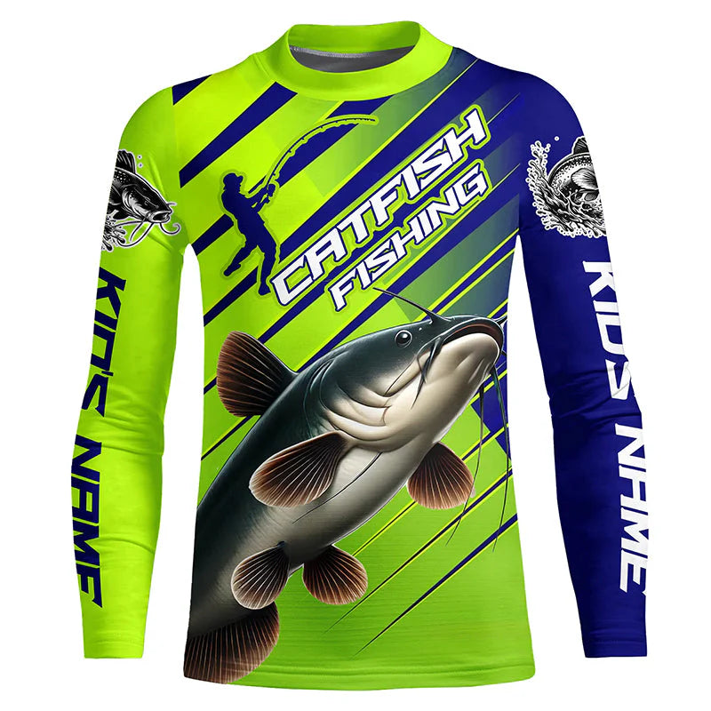 Custom Catfish Fishing Uv Protection Kid Long Sleeve Shirts, Catfish Tournament Fishing Shirt IPHW7180