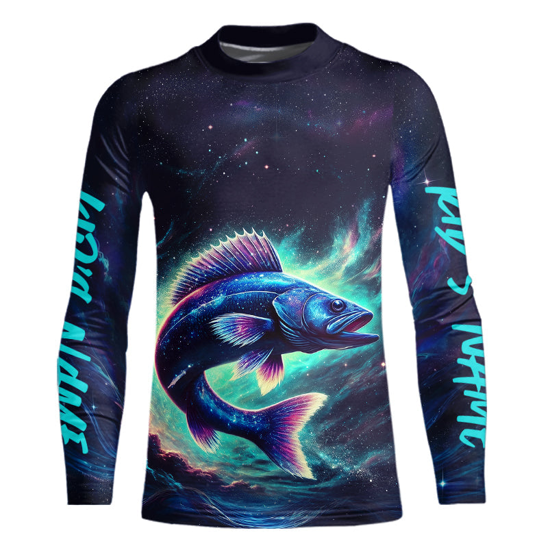 Custom Galaxy Walleye Kid Long Sleeve Performance Fishing Shirts IPHW8169