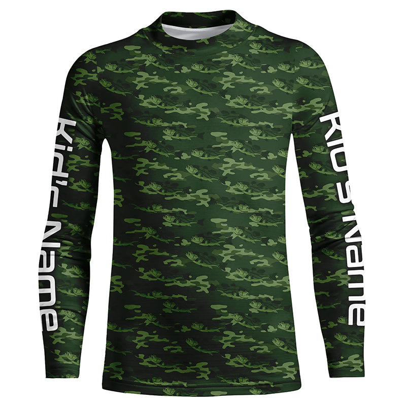 Largemouth Bass Fishing Camo Custom Long Sleeve Fishing Shirts, Bass Tournament Shirt IPHW5781