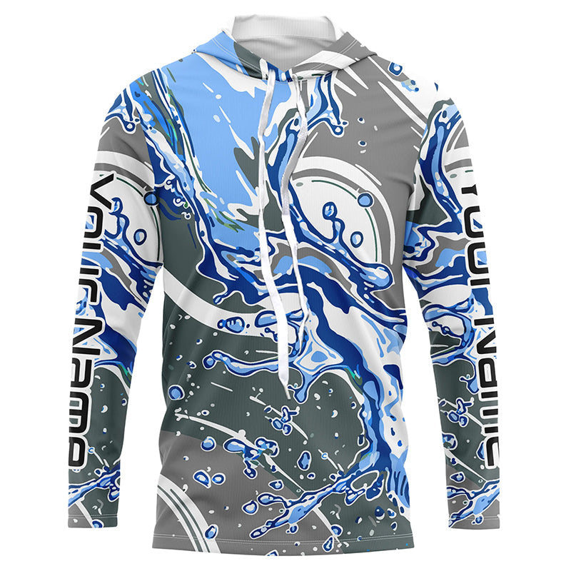 Water Splashing Camo Uv Protection Long Sleeve Fishing Shirts, Custom Performance Fishing Shirts IPHW5783