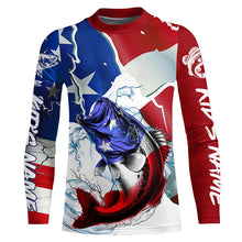 Load image into Gallery viewer, Bass Fishing American Flag Custom Performance Long Sleeve Fishing Shirts, Patriotic Fishing Gifts IPHW6110
