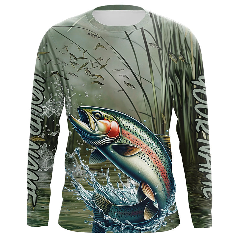 Rainbow Trout Fishing Custom 3D All Over Printed Long Sleeve Shirts, Trout Fisherman Jerseys IPHW6635