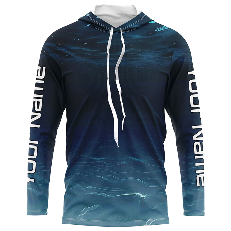 Underwater Background Long Sleeve Uv Protection Fishing Shirts, Personalized Fishing Jersey IPHW7190